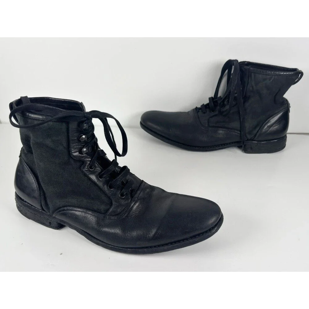 $798 John Varvatos Collection Bowery Spectator Lace Black Leather Boots 10.5